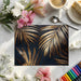 Moody tropical wallpaper mural featured in a sophisticated, dimly lit bedroom
