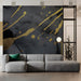 Sophisticated dining room wall decor featuring bold abstract gold strokes on black