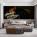 Sophisticated living room feature wall showing a warm ginger calf mural design