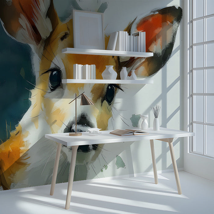 Animal mural in a cozy home office to provide an inspiring natural element