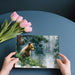 Living room interior with a nature-inspired bear mural providing a calm focal point