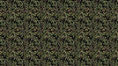 Olive branch pattern with soft green leaves and ochre olives on a solid black background.