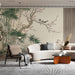 Calm dining room atmosphere with serene oriental landscape wallpaper creating a peaceful focal point