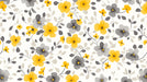 Yellow and Gray Floral - Patterned Wallpaper 