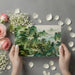 Green landscape mountain wall mural in a sophisticated home office