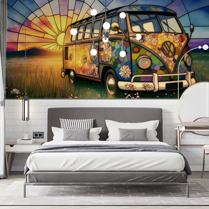 Whimsical travel-themed mural featured in a vibrant and bedroom space.