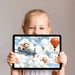 Whimsical nursery wall decor with hand-painted elephant airplane and sky theme