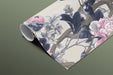 Botanical peony wall covering installed in a modern dining room setting.