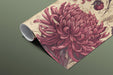 Close-up of floral wall mural featuring intricate botanical drawings in a cozy traditional bedroom