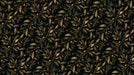 Intricate pattern of golden olive branches and black olives on a charcoal background, painterly style