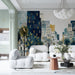 Commercial interior featuring a stylish city-inspired decorative wall mural