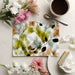 Bright home office space with an artistic ink-sketch botanical mural on the feature wall.