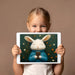 Charming animal art wallpaper featured in a creative home office workspace