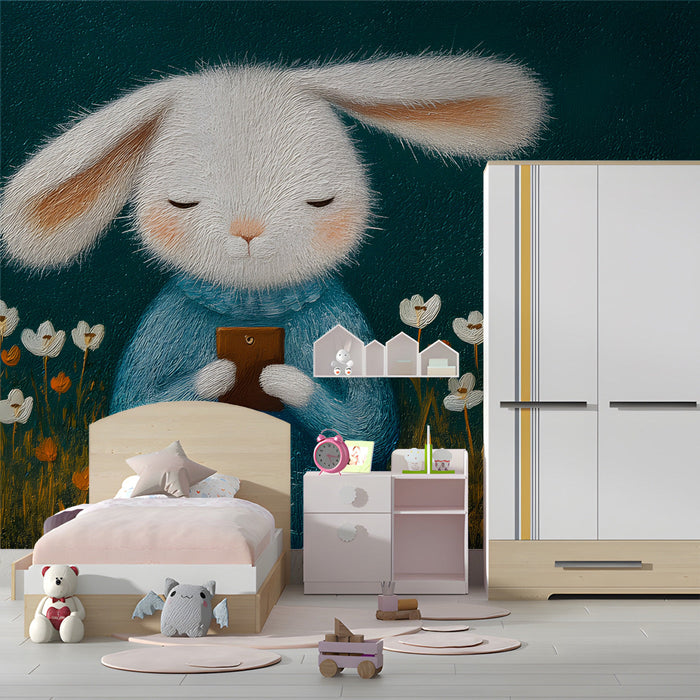 Artistic forest animal mural in a childs bedroom with warm accent lighting