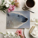 Minimalist home office with a polar bear art wallpaper on the primary wall