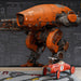 Futuristic playroom featuring a mecha blueprint wall mural as a tech-inspired background