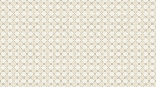 Geometric ogee wallpaper pattern in soft cream and muted taupe colors