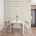 Soft dining room decorated with subtle geometric wall mural