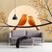 Whimsical bird mural installed as a calming feature wall in a gender neutral entryway
