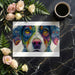 Creative home office with a bold canine portrait wallpaper mural