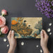 A cozy reading nook decorated with an imaginative storybook mural that creates a magical escape.