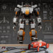 Creative studio workspace decorated with a detailed mecha engineering mural