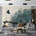 commercial space wall decor featuring a whimsical artistic mural of a voyage on a cream background