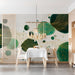 Dining space showcasing a sophisticated abstract mural with metallic gold ink details.