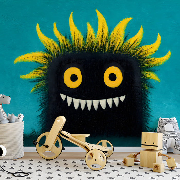 Creative playroom decor with a cheerful monster illustration
