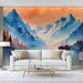 Sunset landscape mural featured in a living room or creative study space