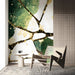 Modern study featuring the green and gold kintsugi mural on a statement wall