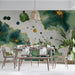 Modern home office space with sophisticated ink wash floral wallpaper