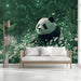 Nature-inspired panda wall mural installed in a modern home office space