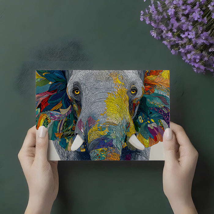 Modern home office with an artistic elephant wall mural as a bold focal point