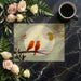 Bright dining room with a bird-themed mural wall and light oak wooden furniture