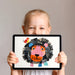 Colorful animal wall mural featured in a vibrant child’s playroom with soft area rug