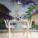 Watercolour floral mural featuring hanging blossoms in a calm and inviting dining room sanctuary