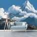 Study wall decorated with a peaceful Mediterranean hillside village mural painting