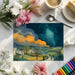 A home study featuring the illustrative rural landscape wallpaper for a scholarly atmosphere.