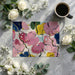 Modern dining room featuring an expressive textured floral wall mural as a vibrant background