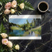 Nature themed landscape wall mural in a minimalist dining room
