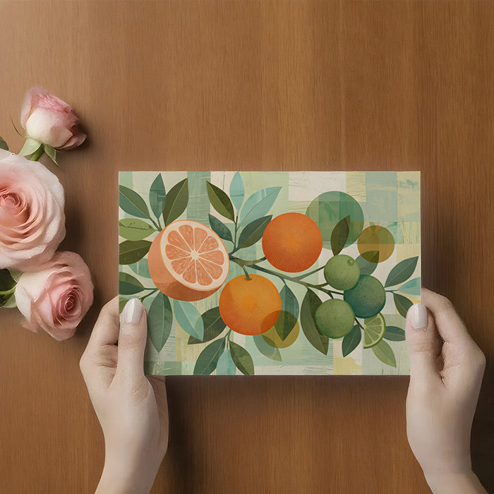 A bright sunroom filled with natural light, featuring an orange and lime botanical wallpaper feature wall.