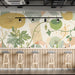Bright cafe featuring a contemporary botanical mural wallpaper