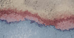 Abstract wall mural featuring thick layers of sandy beige, terracotta rose, and slate blue in a painterly style.