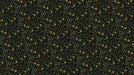 Intricate olive branch pattern with dark forest green leaves and ochre fruit on a charcoal background