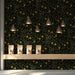 Moody master shop featuring a dark green olive branch feature wall behind a wooden bed frame