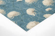 Vintage style chrysanthemum wall mural installed in a light-filled home office