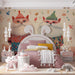 A bedroom with a playful cat mural adding a touch of personality and warmth to a creative workspace.