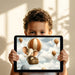 Playroom wall mural showing a cute elephant adventure scene in a soft, airy children's space