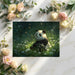 A quiet home office corner featuring a calming panda and wildflower wall mural.
